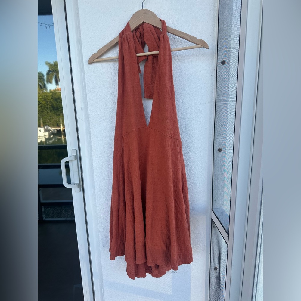 Free People Beach Rust Orange Halter Dress
